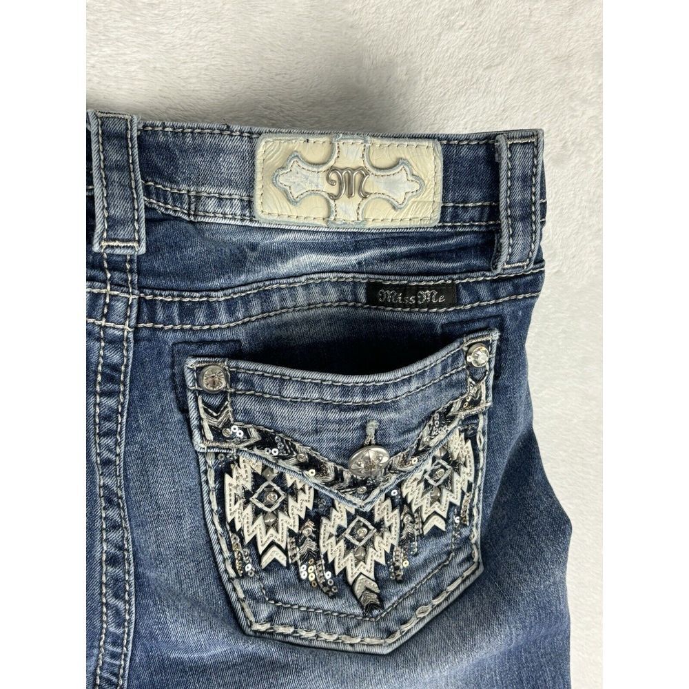 Miss Me Jeans Women's Size 31 Chloe Bootcut Blue Mid Rise Jeans (Hemmed) - Picture 12 of 15